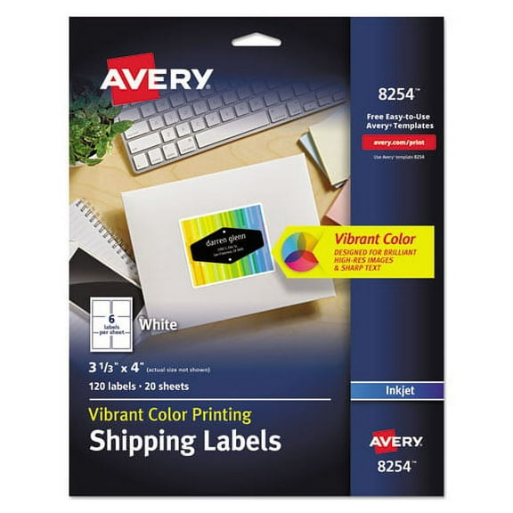 Vibrant Inkjet Color-Print Labels W/ Sure Feed, 3 1/3 X 4, Matte White, 120/pk | Bundle of 2 Packs
