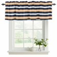 thumbnail image 2 of Orange Navy Blue Striped Valances for Windows, Decorative Rod Pocket Window Valance Curtains, Minimalist Farmhouse Lines Short Curtain Drapes for Kitchen/Bathroom/Living Room, 2 Panels, 42" W x 18" L, 2 of 8
