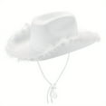 thumbnail image 6 of Stylish Women's Cowboy Hat - Soft Furry Trim, Wide Brim, Solid Color Design, Perfect for Dating, Party, Outdoor Activities, and Everyday Wear - Adult One-Size-Fits-Most Female Cap, 6 of 11