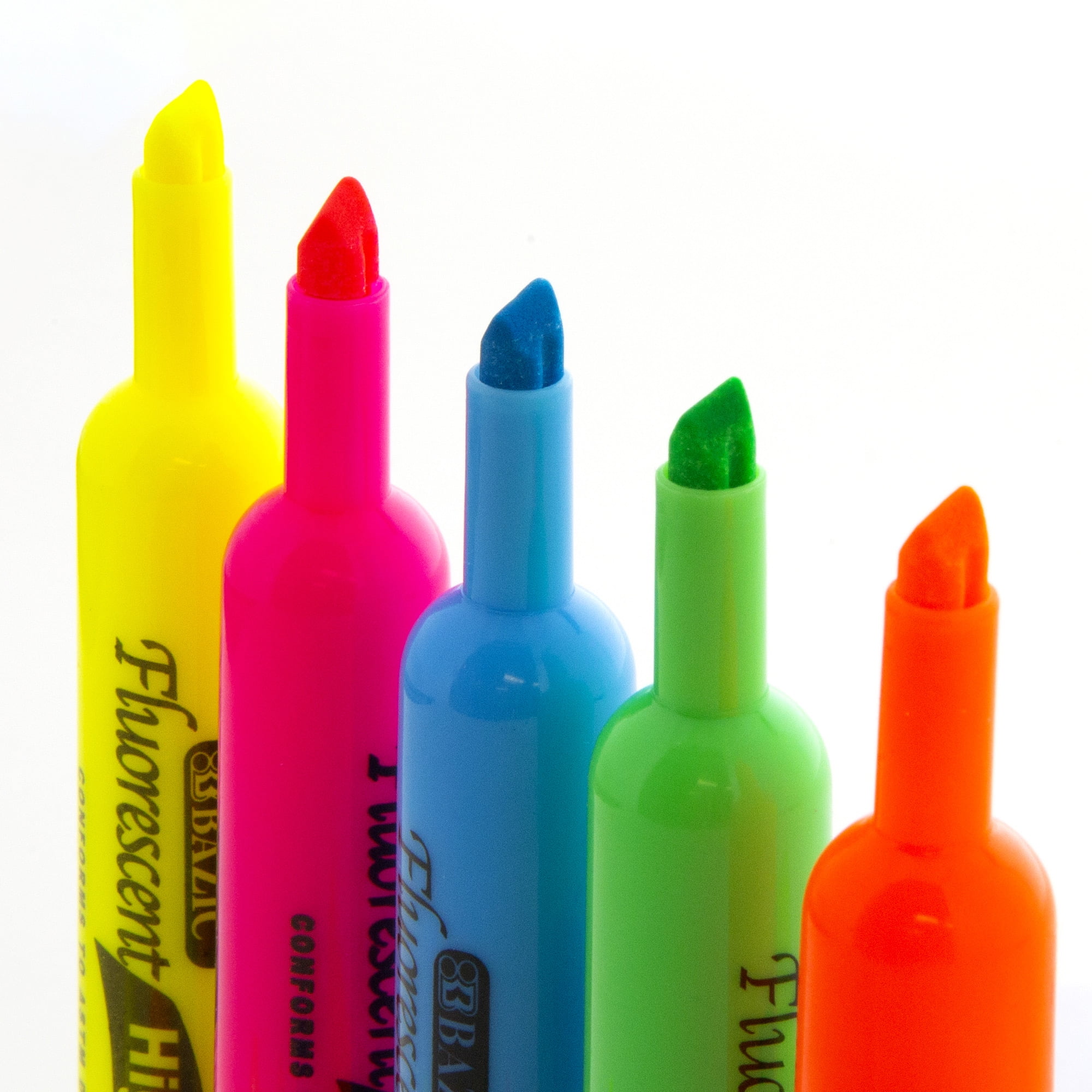 BAZIC Highlighter Assorted Color Chisel Tip Unscented Marker, 144-Count