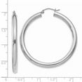 thumbnail image 3 of Auriga 14k White Gold 4mm Tube Hoop Earrings for Women(L-45mm, W-4mm), 3 of 5