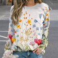 thumbnail image 2 of Watercolor Wildflowers Women's Floral Printed Sweatshirt Long Sleeve Crewneck Casual Loose Vintage Graphic Pullover Tops, 2 of 7