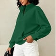 thumbnail image 4 of Vynhevius Women Mock Neck Sweatshirt Half Zip Long Sleeve Loose Casual Pullover Top With Pocket, 4 of 8