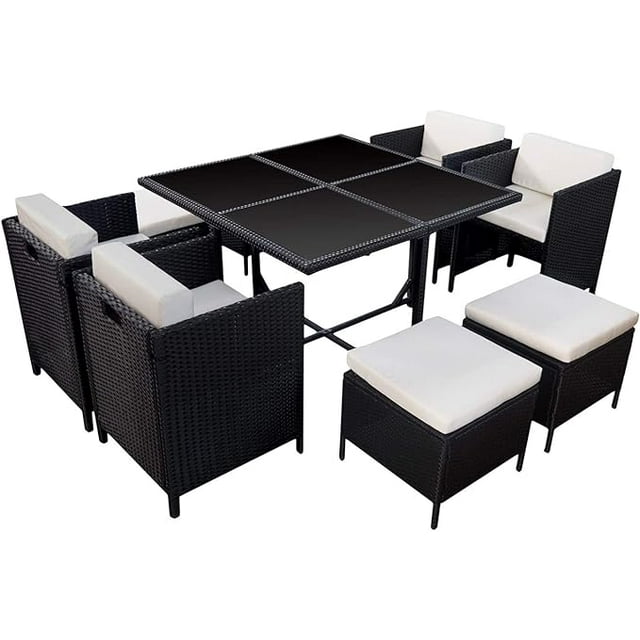 Comedor para Jardín Juego de 8 Sillas con Mesa de Vidrio Ilios Innova Exterior