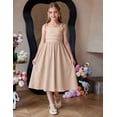 thumbnail image 2 of Oudiya Girls Summer Dress Maxi Spaghetti Strap Ruched Flowy Beach Boho Casual Teen Girl Party Sundress 6-14Y, 2 of 6