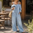 thumbnail image 5 of Edvintorg Denim Jumpsuit for Women Plus Size Adjustable Straps Long Sleeve Loose Casual Jean Jumpsuits Women's Clothes S-3XL Light Blue, 5 of 8