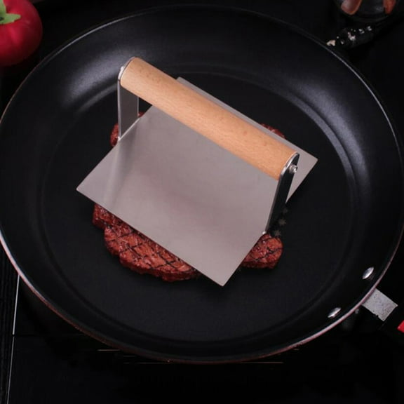 FRCOLOR  Press Meat Steak Pressing Tool Silver Burger Presser