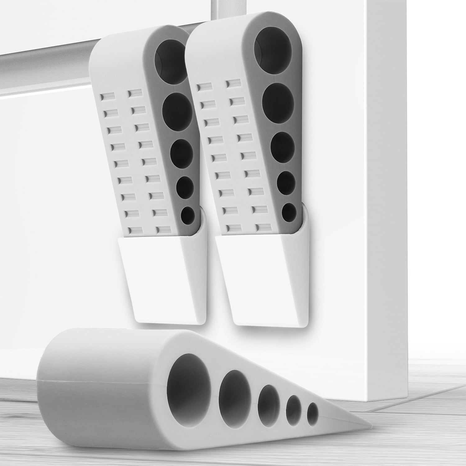 Adjustable Rubber Door Stopper – Tall Wedge With Wall Mount, Fits All Door Gaps