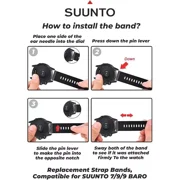Wearable4U Suunto 7 / Suunto 9 Soft Silicone Wristband Strap 24mm QuickFix (Black)