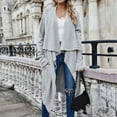 thumbnail image 2 of Vedolay Women's Knit Cardigan Sweater Open Front Cardigans Soft Draped Ruffle Shrugs Gray,M, 2 of 5