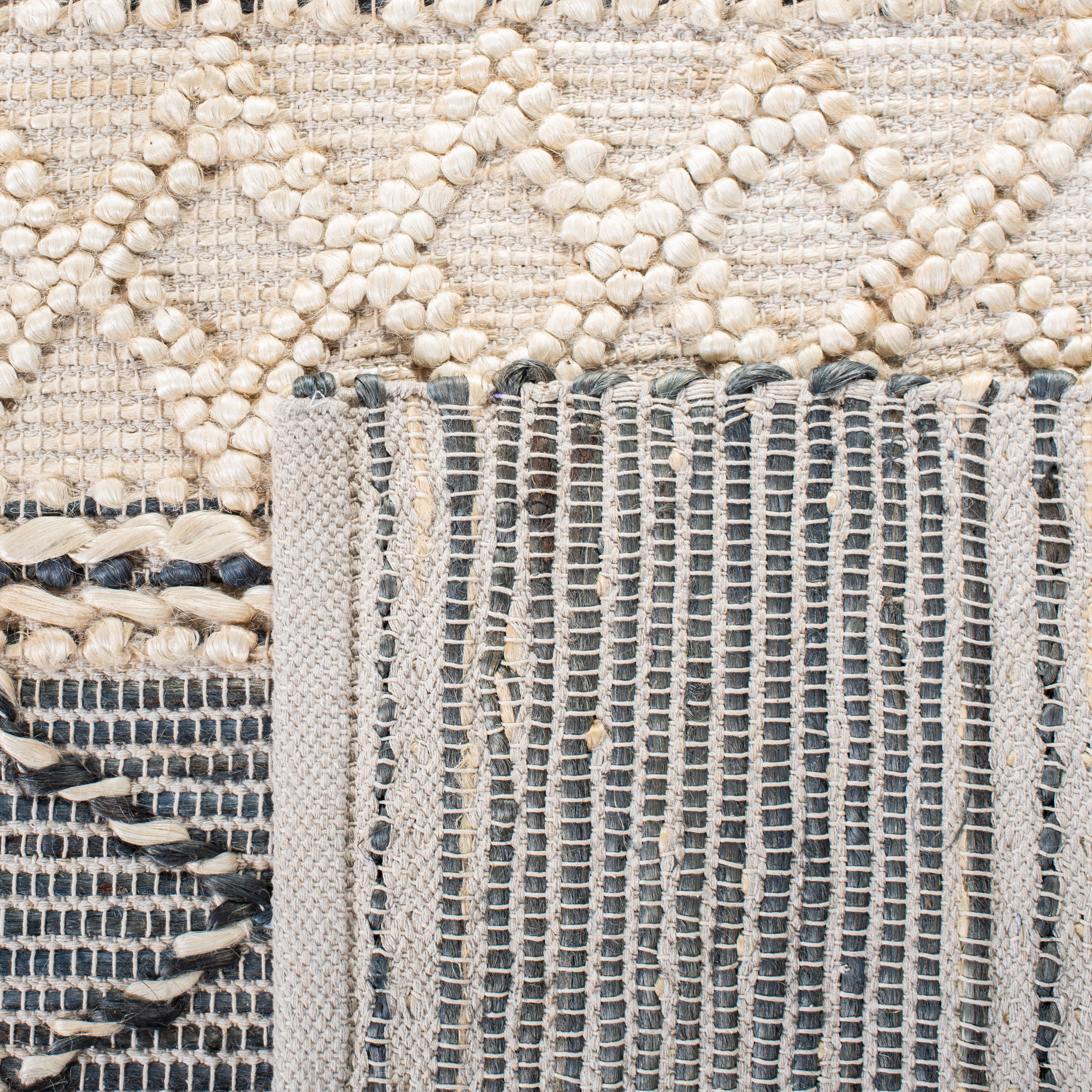 SAFAVIEH Natural Fiber Euphemia Geometric Runner Rug, Natural/Grey, 2'3" x 8'