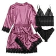 thumbnail image 3 of Lindreshi Lingerie Sets for Women 2pc Set 4-Piece Women Garter Lingerie Set Robes Lace Bodysuit Deep-V Neck Underwear, 3 of 7