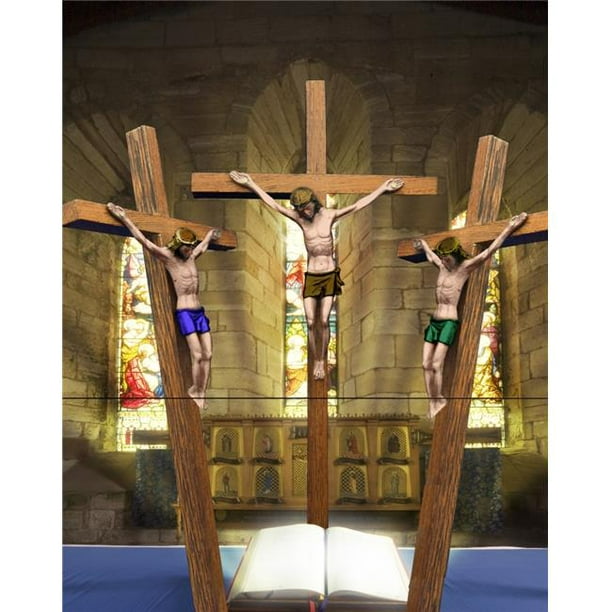 Jésus sur la Croix Sainte Île Bewick Angleterre Affiche Imprimer&44; Grand - 28 x 34