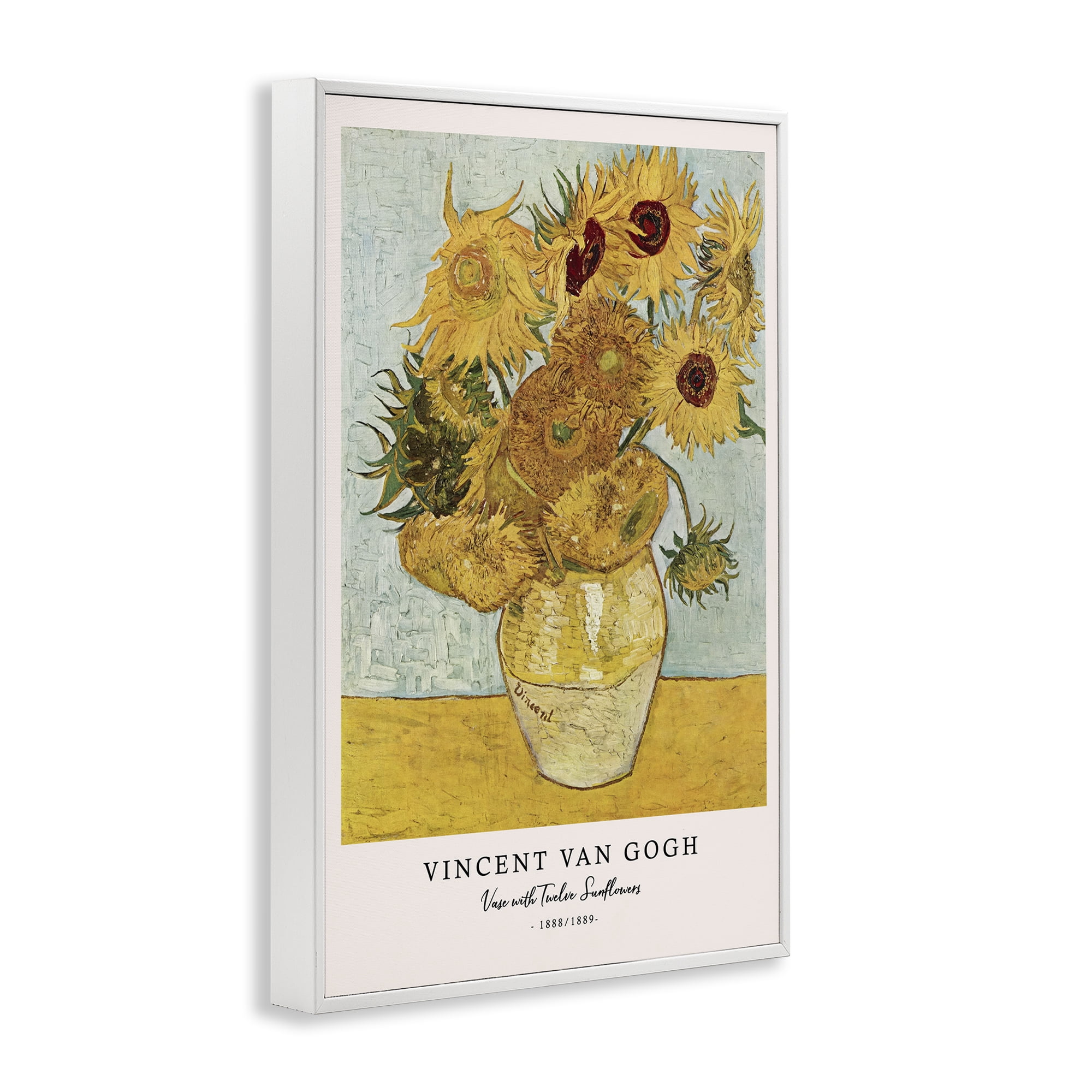 Stupell Industries Classic Vase with Twelve Sunflowers White Framed Giclee Art, design by Vintage Hustle