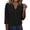 #156-Black, variant on Craaazy Women Casual Tops Loose Fit Solid Color V Neck Lace Trim 3/4 Sleeve Blouses for Fall Gift