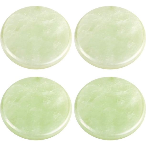 Extensión de pestañas, pegamento de piedra de jade, paleta adhesiva de piedra de jade, base de soporte de pestañas postizas, herramienta de maquillaje de pestañas postizas de 2 pulgadas (verde/4 paque