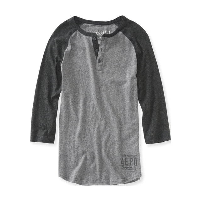 Camiseta henley Aeropostale de dos tonos para hombre gris grande