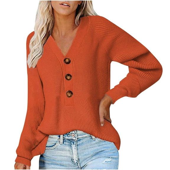 Aoochasliy Womens Sweaters Clearance Pullover Cardigan Soild Long Sleeve Pocket Knit V-neck Coat