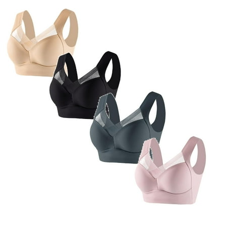 LUOGENLI Female Women Bras No Padding Women s Large Strapless Lace Tank Top Underwear Thin Side Fold Side Gather Adjustable Bra 4 *4Pcs Women Bras Pack of 6 Women Bras Pack Sports XL