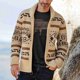 thumbnail image 4 of Chaqueta tipo cárdigan informal de manga larga con solapa para hombre, suéter de jacquard ajustado, para otoño e invierno, 4 of 5
