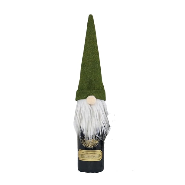 Kearding Cubierta navideña para botella de vino, ambientes de fiesta, decoración sin rostro, cocina, de comedor de Navidad, manga Verde