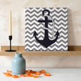 thumbnail image 3 of Ships Next Day Canvas Wall Art 12"x12", Grey Zigzag Wood Framed Canvas Print Painting, Coastal Nautical Anchor Stripes Ready to Hang Small Picture Wall Decor for Home Kitchen Dining Room Office, 3 of 9
