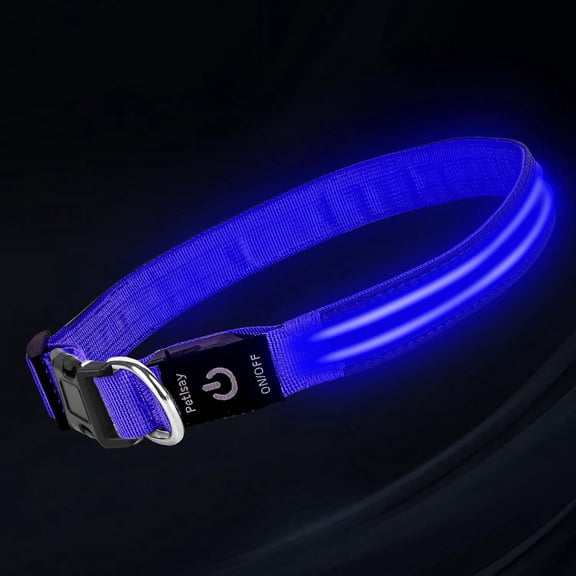 Wrongduck LED Dog Light Up Collar Rechargeable Waterproof Reflective Adjustable Glow Collar for Night Walking Camping Hiking High Visibility Pet Collar