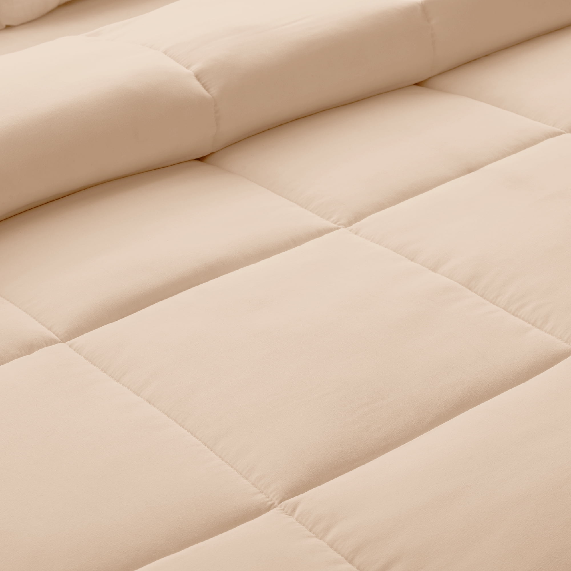 Lux Decor Collection Queen Comforter All Season Duvet Insert - Box Stitched Down Alternative Comforter - Quilted Duvet Insert with Corner Tabs (Queen, Beige)