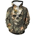 thumbnail image 2 of GHUALURU Men's Skull Camo 3D Graphic Pullover Hoodie with Fall Leaves, Multi1，XL, 2 of 6