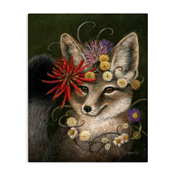 Stupell Industries Eclectic Botanical Fox Flowers Canvas Art, 30 x 40, by Carolyn Schmitz
