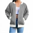 thumbnail image 3 of Hrsba Womens Sweatshirts Coat Womens Pocket Shirt Solid Color Long Sleeved Zip Up Loose Sleeveless Hoodie Cardigan Outerwear for Fall Winter, 3 of 4