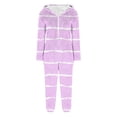 thumbnail image 5 of Edvintorg Casual Rompers for Women Striped Printed Zip up Hooded Jumpsuit with Pant Fall Winter Long Sleeve Casual Romper Loungewear for Women S-2XL Purple, 5 of 5