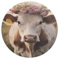 thumbnail image 3 of Farmhouse Highland Cow Funny Cattle And Flower Washable Round Rug -Circle Area Rugs for Nursery Bedroom, Vintage Non Slip Non Shedding Low Pile Carpet for Living Room Coffee Table Entryway, 3 of 7