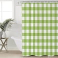 thumbnail image 4 of Shower Curtain Bathroom Set Farmhouse Plaid Design Waterproof Fabric Shower Curtains with Grommets&Hooks Green and White Grid Privacy Bath Curtain for Bathtub 72x72in, 4 of 7