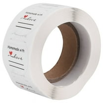 Homemade with Love Sticker Lines for Writing Round Gift Tags, Stickers, Handmade Stickers 500 Labels Per Roll