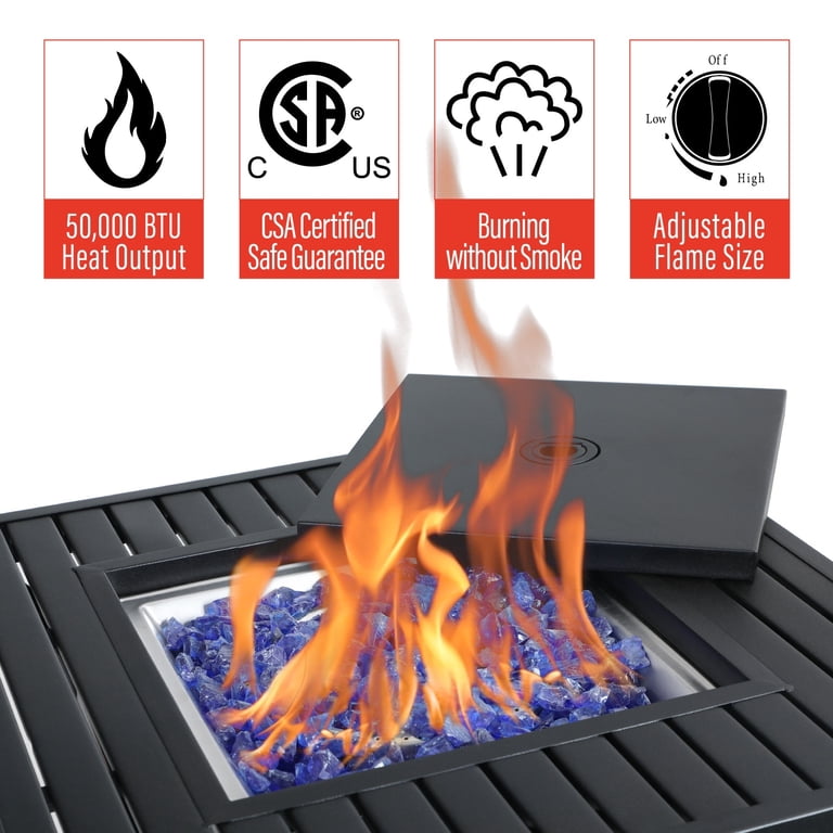 Sophia u0026 William 28 inch Outdoor Gas Fire Pit Table with Lid 50,000 BTU -  Walmart.com