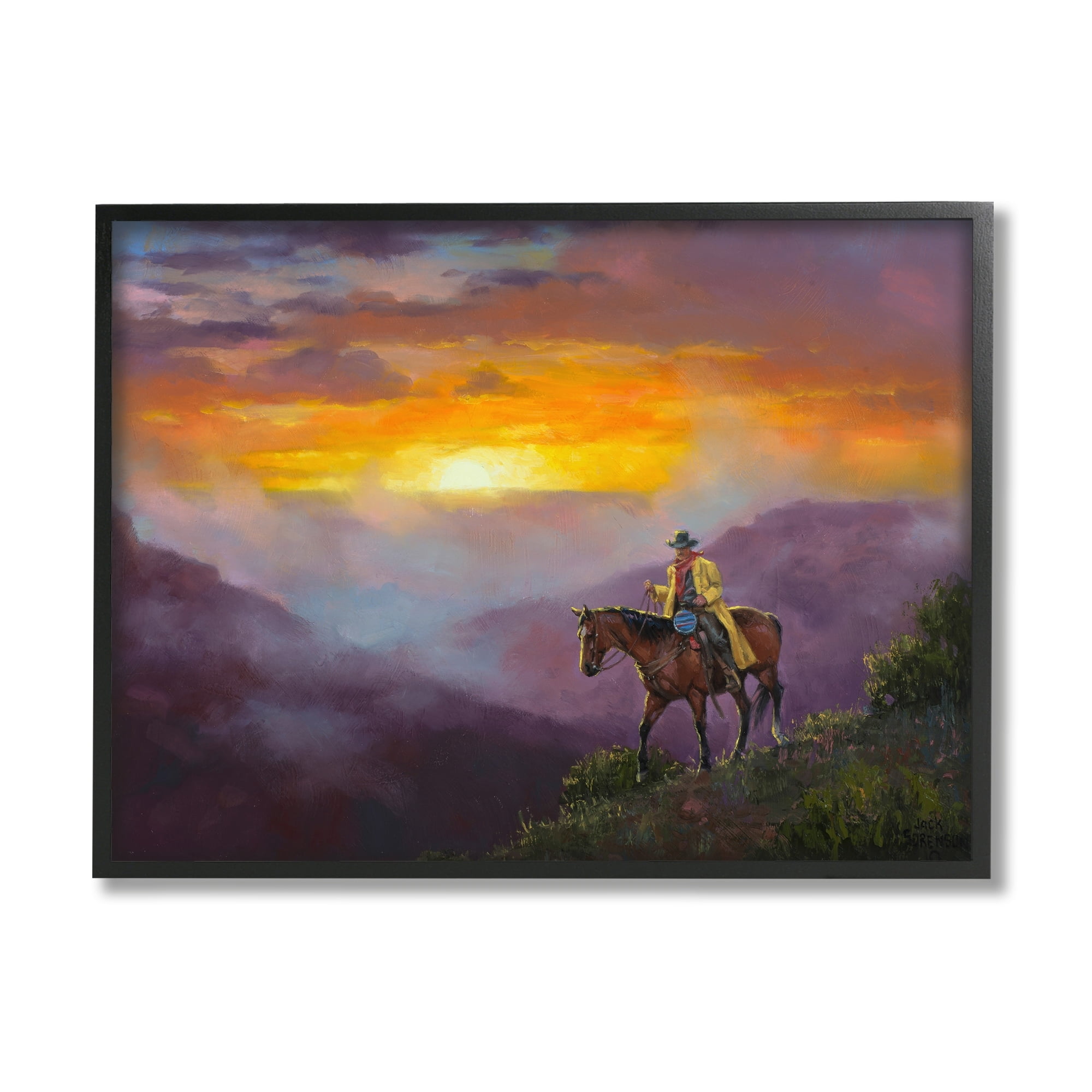 Stupell Industries Traveling Southern Cowboy Mountain Valley Sunset,20 x 16, Design by Jack Sorenson
