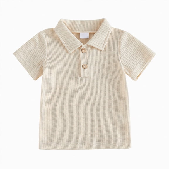 WXFAZCVU Baby Boy Clothes Lapel Button Down Shirt Soft Breathable Short Sleeve Tee Clothes Size 12-18 Months