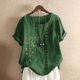 thumbnail image 2 of Blusa de manga corta con estampado de moda para mujer Tops informales con botones y cuello redondo Fridja  zx2366, 2 of 5