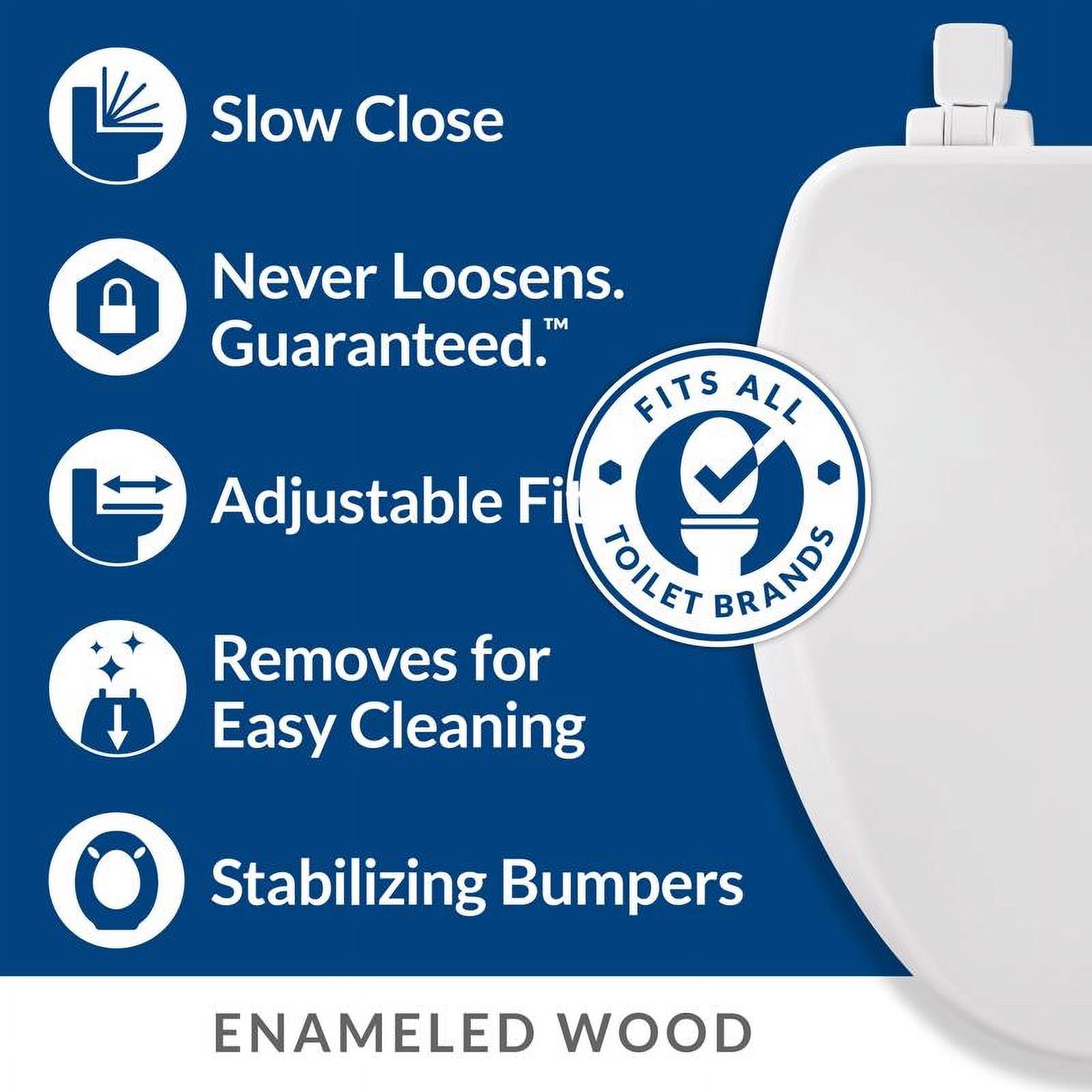 Mayfair Slow Close Round White Enameled Wood Toilet Seat