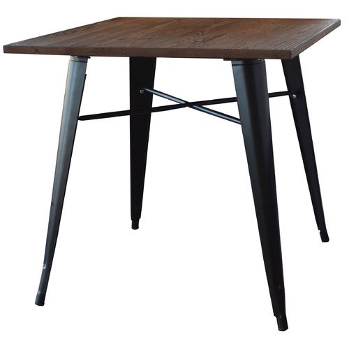 AmeriHome Loft Black Metal Dining Table with Wood Top