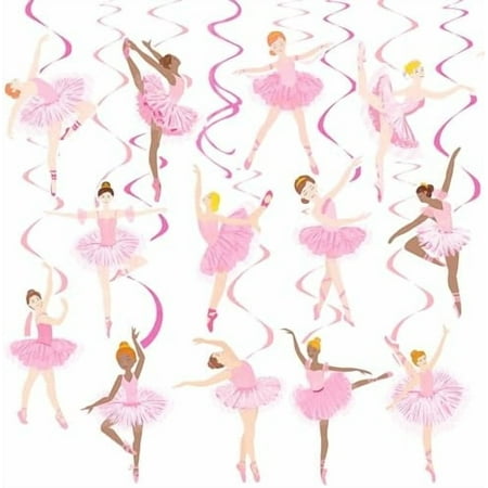 Ballet Girls Hanging Swirls Ballerina Party Hanging Decorations 20PCS Ballerina Birthday Party Ceiling Swirls Decor Ballet Dancer Streamers for Ballet Dancing Girls Baby Shower Supplies