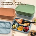 thumbnail image 3 of 4-Compartment Food-Grade Silicone Microwave Lunch Box, Divided Reusable Bento Container for Meal Prep, Oven Safe Soft Flexible(Light Brown), 3 of 5