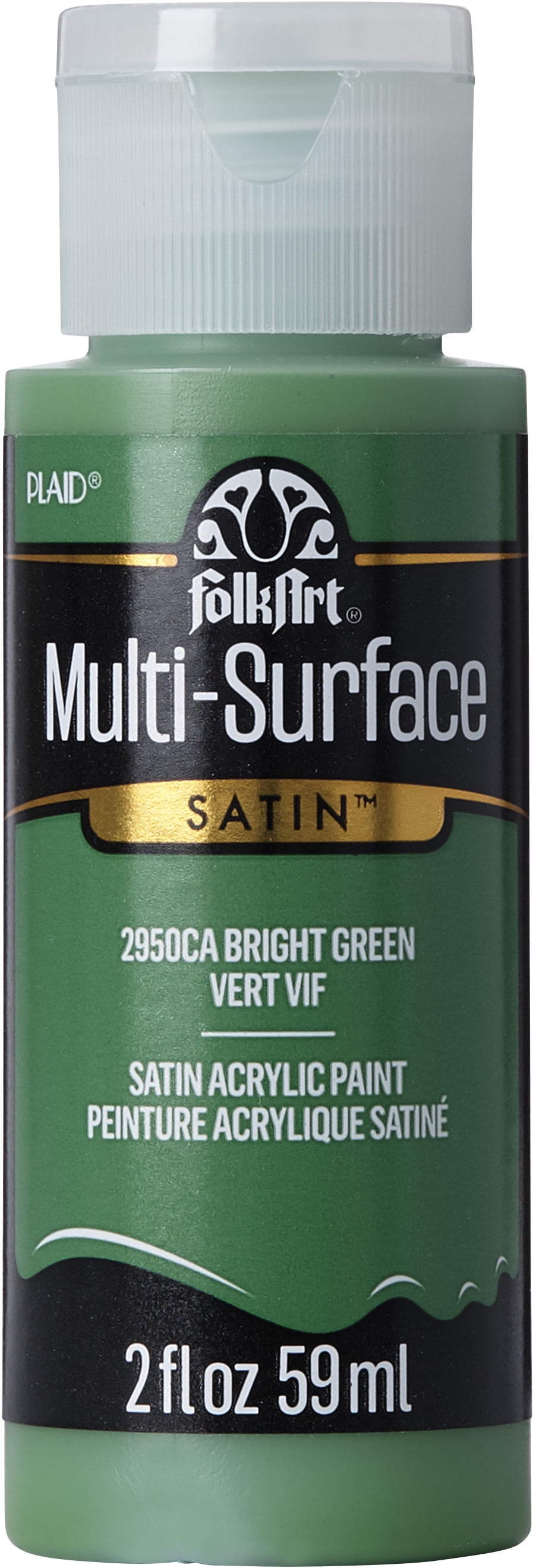 FolkArt MultiSurface Acrylic Craft Paint, Satin Finish, Bright Green