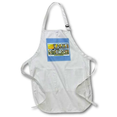 - 3dRose Greetings from Lake of the Ozarks Missouri Scenic Postcard, Full Length Apron, 22 by 30-inch, White, With Pockets
