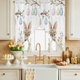 thumbnail image 4 of Spring Easter Swag Valance Curtains Bunny Cute Rabbit Colorful Eggs Flower Rod Pocket Swag Curtains Small Window Treatments for Kitchen Bathroom Bedroom 36" W x 45" L, 2 Panels, 4 of 9