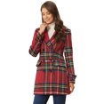 thumbnail image 1 of Abrigo De Cuadros De Invierno Con Doble Botonadura Y Solapa Con Muesca Para Mujer Rojo Verde M, 1 of 6