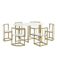 thumbnail image 2 of Triple Tree, 7 Piece Adult Modern Iron and MDF Dining Table with Chair, Golden/White, 2 of 8