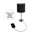 thumbnail image 2 of LimeLights Brushed Steel Stick Lamp with Charging Outlet and Fabric Shade 2 Pack Set, 2 of 7