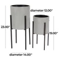 thumbnail image 4 of DecMode 19", 23"H Textured Light Gray Metal Planter with Black Removable X-Stands (2 Count), 4 of 13